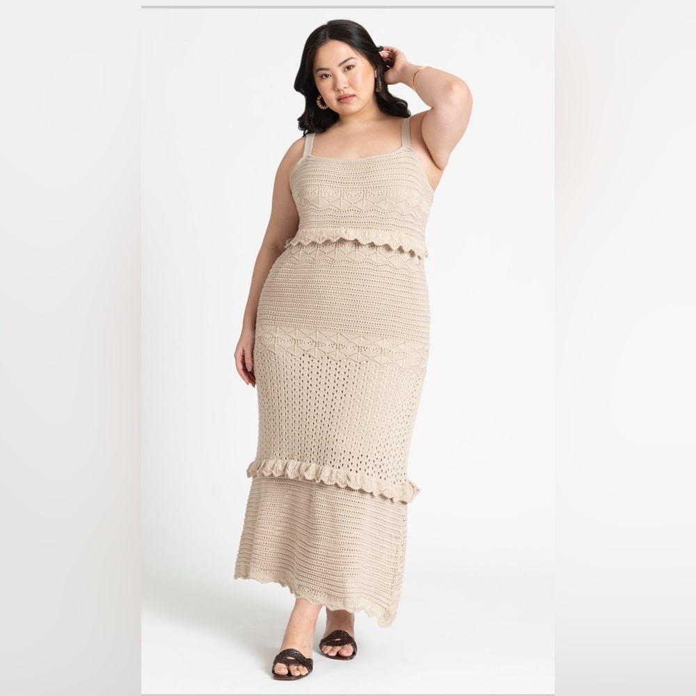 Eloquii NWT Crochet Beige Maxi Dress
